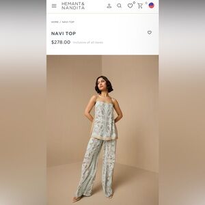 Hemant & Nandita ‘Navi’ pants & top SET NWT size L